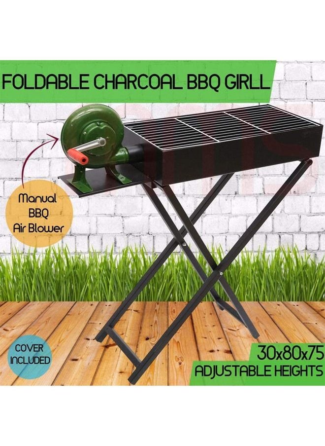 Cady One BBQ Grill Stand With Attached Manual Air Blower Black/Green 80x30x75cm  - Image 3
