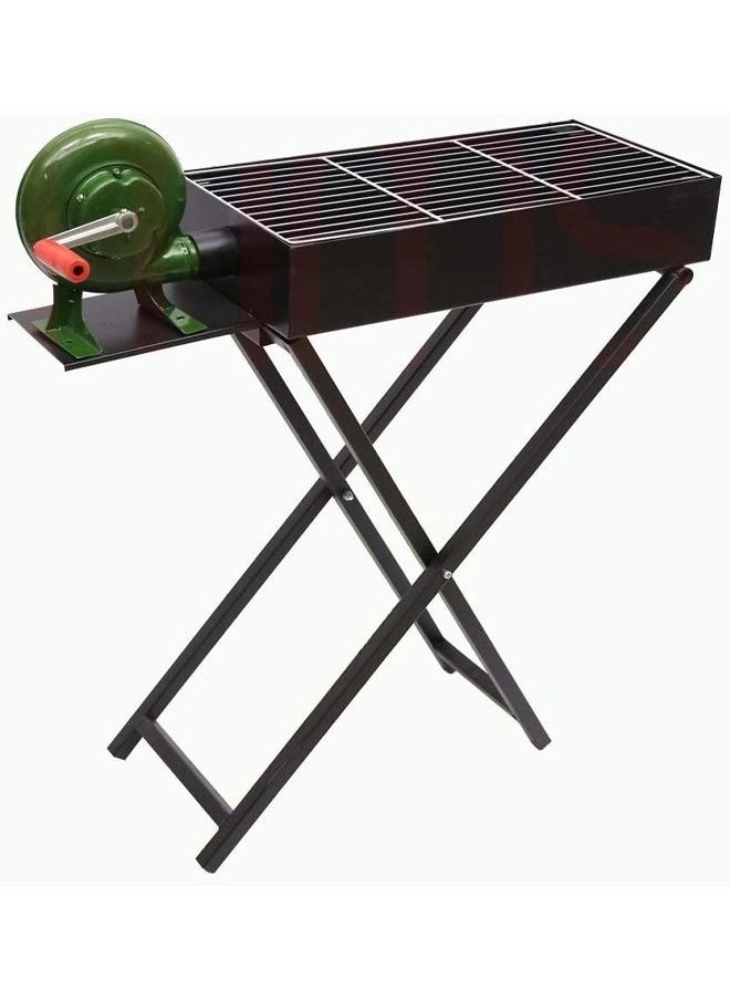 Cady One BBQ Grill Stand With Attached Manual Air Blower Black/Green 80x30x75cm  - Image 1