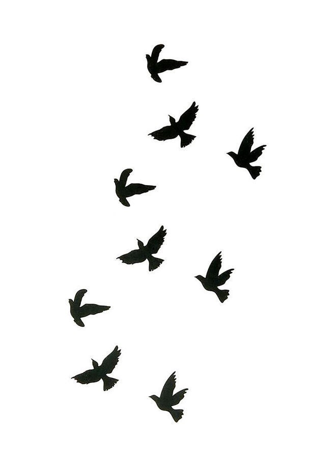 NIBEMINENT Set Of 2 Bird Temporary Tattoo Sticker Black - Image 1