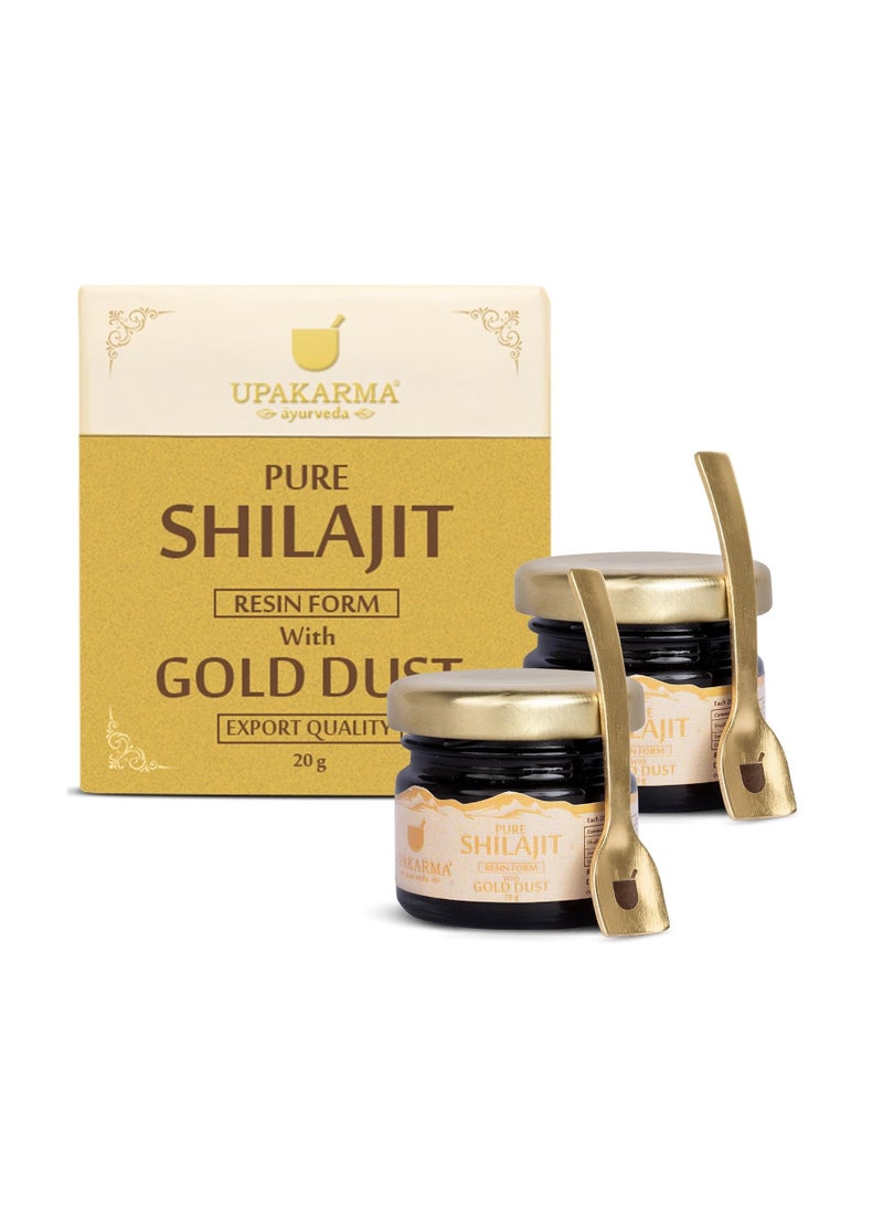 UPAKARMA Shilajit Gold Resin 20g  Contains 24 Carat Gold  Pure & Original  Helps Better Physical Performance  100% Ayurvedic & Natural Shilajeet  Lab Tested - Pack of 2 - Image 1