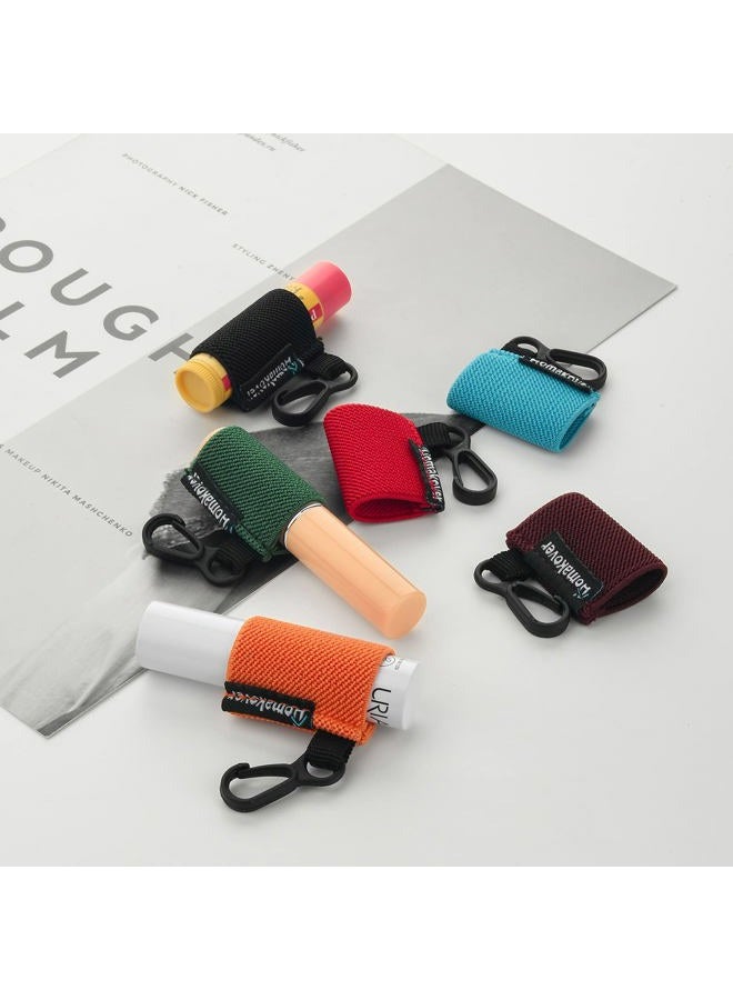 Homakover 12 Pack Compact Clip-On Lipstick Holder Keychain in 12 Colors,Lip Balm Sleeves with Clip, Fits Most Standard Lip Balm,Tight-Knit Elastic Lip Balm Keychain Holder - Image 3