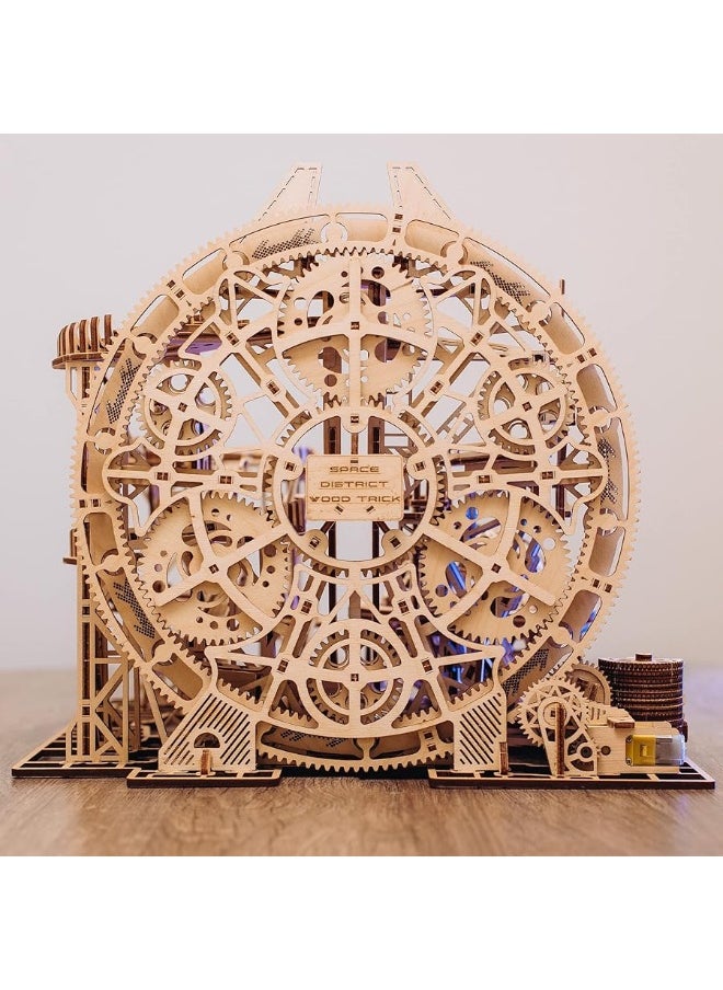 Wood Trick - Wood Trick Wooden Marble Run 3D Wooden Puzzles for Adults and Kids to Build - 15x14 in - Electric Driven - Roller Coaster Wooden Model Kits for Adults and Teens to Build - Image 1
