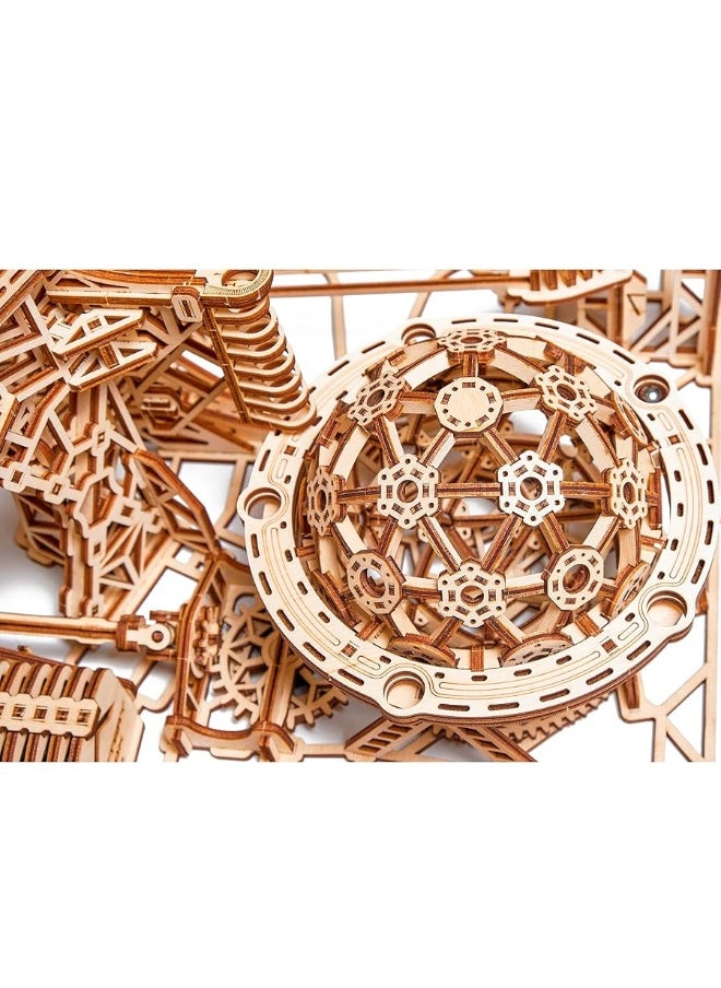 Wood Trick - Wood Trick Wooden Marble Run 3D Wooden Puzzles for Adults and Kids to Build - 15x14 in - Electric Driven - Roller Coaster Wooden Model Kits for Adults and Teens to Build - Image 1