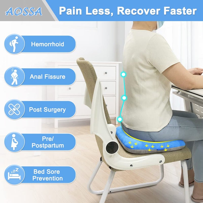 AOSSA Donut Pillow Seat Cushion for Tailbone Pain Bedsore Pressure Relief, Hemorrhoid Butt Pillow for Sitting, Medical Post Hip Surgery Cushion, Pregnancy, Pressure Sores Doughnut Pillow - Image 2