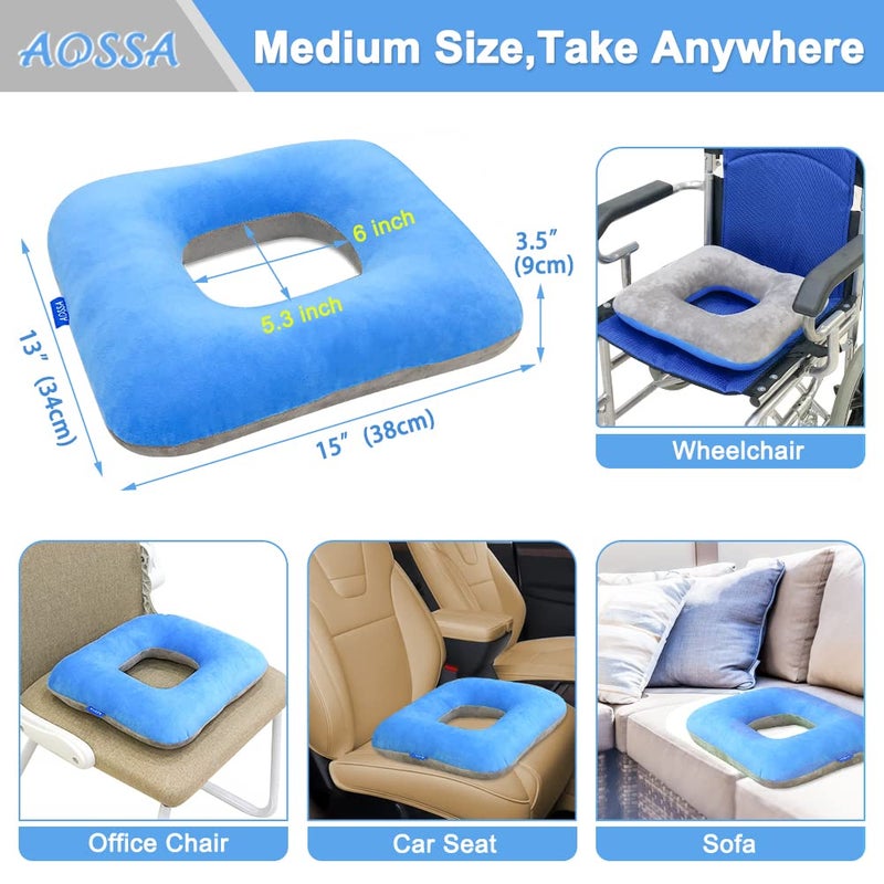 AOSSA Donut Pillow Seat Cushion for Tailbone Pain Bedsore Pressure Relief, Hemorrhoid Butt Pillow for Sitting, Medical Post Hip Surgery Cushion, Pregnancy, Pressure Sores Doughnut Pillow - Image 3