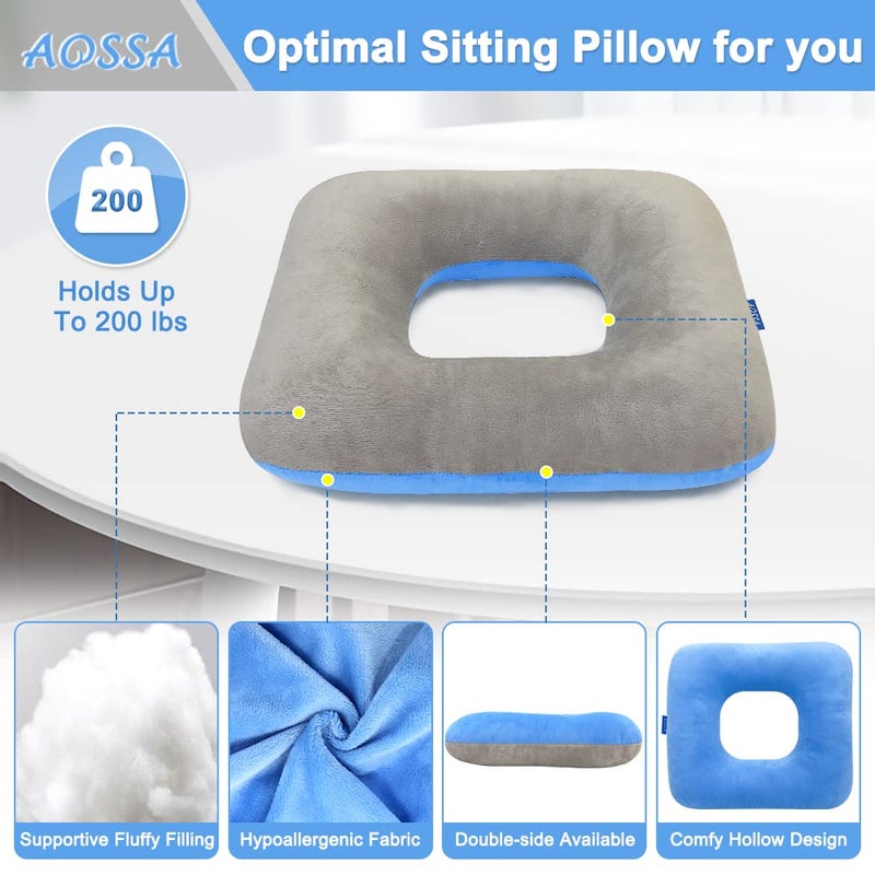 AOSSA Donut Pillow Seat Cushion for Tailbone Pain Bedsore Pressure Relief, Hemorrhoid Butt Pillow for Sitting, Medical Post Hip Surgery Cushion, Pregnancy, Pressure Sores Doughnut Pillow - Image 4