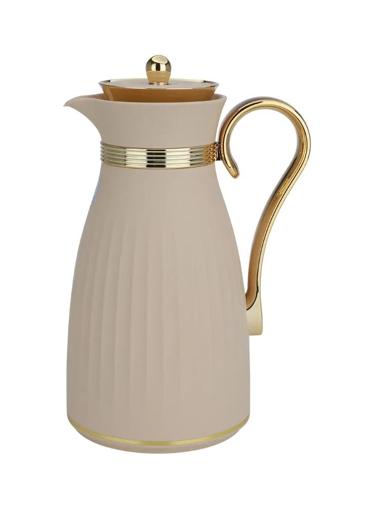 Alsaif Gallery Dana Thermos Set Beige With Golden Handle Press 2Pcs  - Image 1