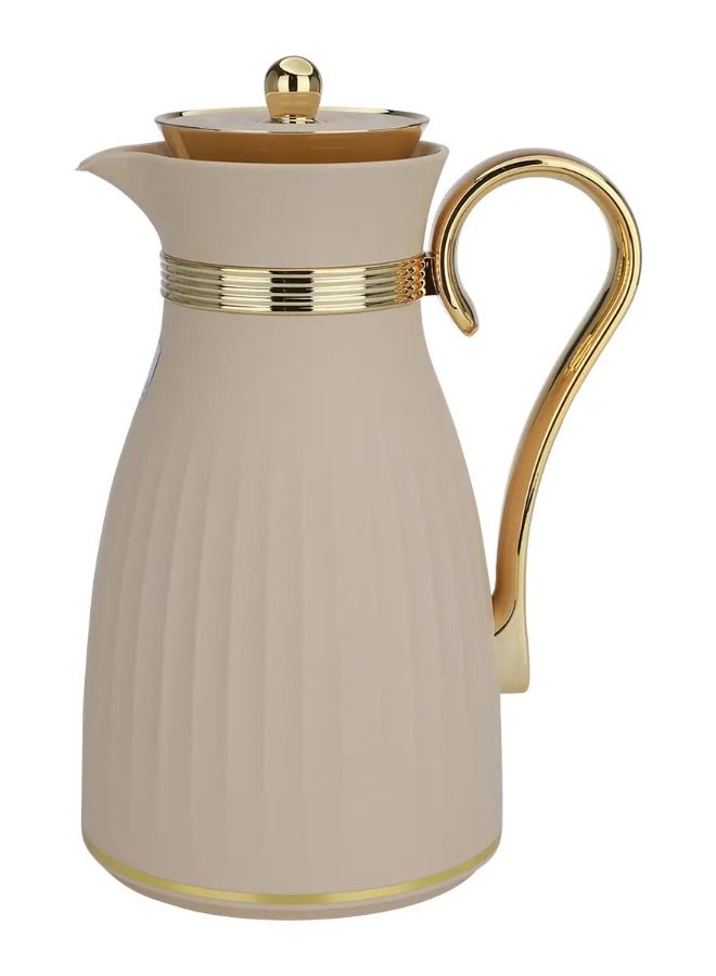 Alsaif Gallery Dana Thermos Set Beige With Golden Handle Press 2Pcs  - Image 3