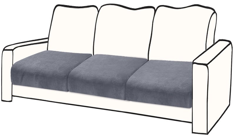BT.WA Couch Cushion Cover Velvet 3 Pieces Seat Cushion Cover Stretch Sofa Covers Separate Sectional Sofa Slipcovers Furniture Protector (3-Seater or Backrest  Dark Grey) - Image 1