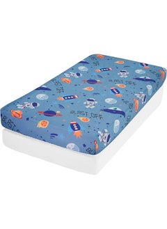 EVERYDAY KIDS Everyday Kids 2 Pack Fitted Boys Crib Sheet, 100% Soft Microfiber, Breathable and Hypoallergenic Baby Sheet, Fits Standard Size Crib Mattress 28in x 52in, Nursery Sheet - Space/White  - Image 3