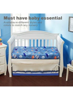 EVERYDAY KIDS Everyday Kids 2 Pack Fitted Boys Crib Sheet, 100% Soft Microfiber, Breathable and Hypoallergenic Baby Sheet, Fits Standard Size Crib Mattress 28in x 52in, Nursery Sheet - Space/White  - Image 2