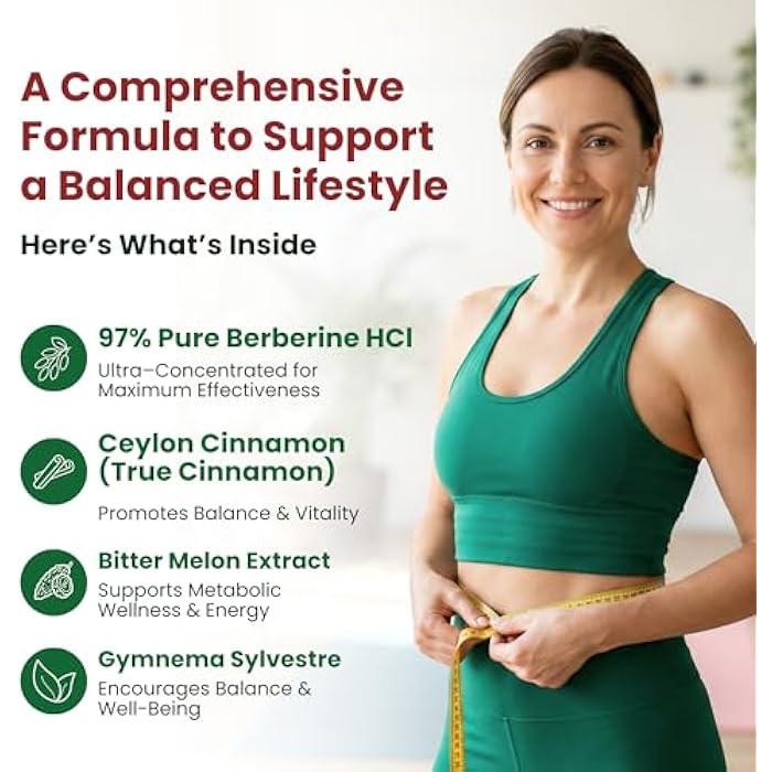 ForestLeaf Berberine Supplement - 1300mg per Serving - Ultra High Potency Berberine HCl with Ceylon Cinnamon, Bitter Melon & Gymnema - Weight Management Support - 90 Caps - Image 2