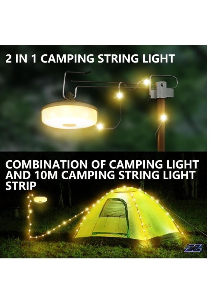 ELTRAZONE Portable Retractable Camping String Lights – 10m Waterproof LED String Lights for Outdoor Use – Ideal for Parties, Camping, Garden, and Outdoor Events – Warm White Lights, Portable and Easy to Use - Image 1