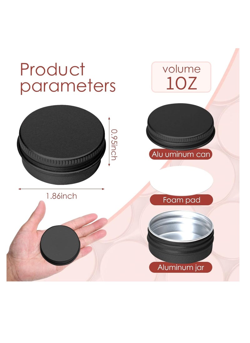 AQSON - 30 Pack 1 Ounce Aluminum Tin Cans, 30 ml Aluminum Screw Lid Round Tin Container Bottle, for Lip Balm, Eye Shadow, Creams, Black. - Image 1