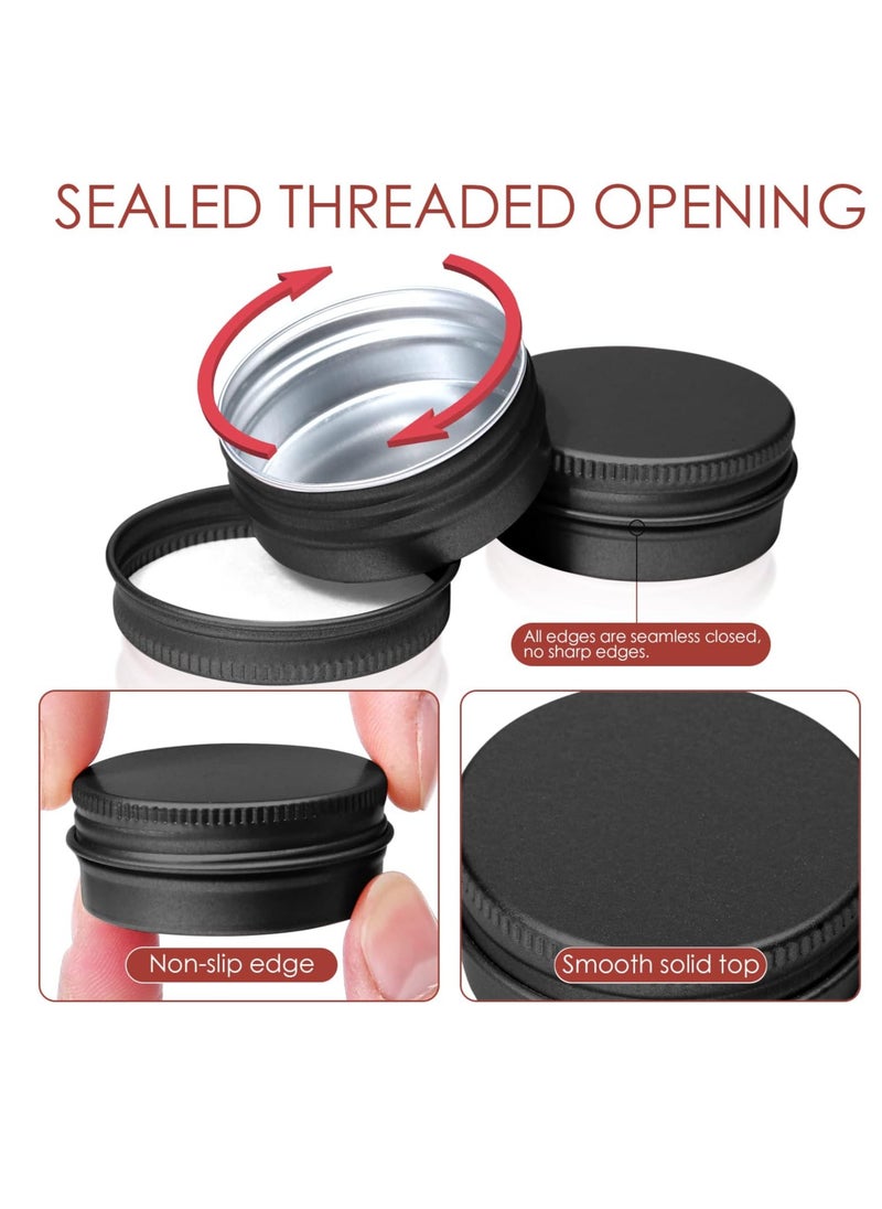 AQSON - 30 Pack 1 Ounce Aluminum Tin Cans, 30 ml Aluminum Screw Lid Round Tin Container Bottle, for Lip Balm, Eye Shadow, Creams, Black. - Image 1