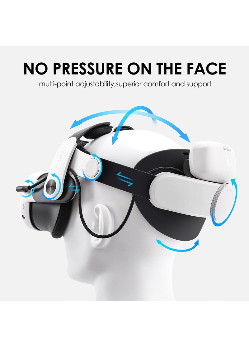 بوبوفر حزام رأس بطارية مريح BOBOVR M3 PRO متوافق مع Meta Quest 3/Quest 3s بديل لحزام Elite يدعم وقت اللعب المحسن والدعم - Image 3