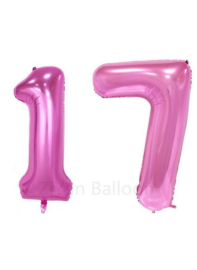 ZIYAN - 40 Inch Giant 17Th Pink Number Balloonsbirthday/Party Balloons - Image 1
