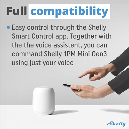 Shelly 1PM Mini Gen3 | WiFi Smart Switch Relay, 1 Channel 8A with Power Measurement | Home Automation | Bluetooth Gateway | Compatible with Alexa & Google Home | iOS Android App | No Hub Required - Image 5