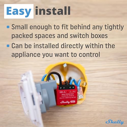 Shelly 1PM Mini Gen3 | WiFi Smart Switch Relay, 1 Channel 8A with Power Measurement | Home Automation | Bluetooth Gateway | Compatible with Alexa & Google Home | iOS Android App | No Hub Required - Image 4
