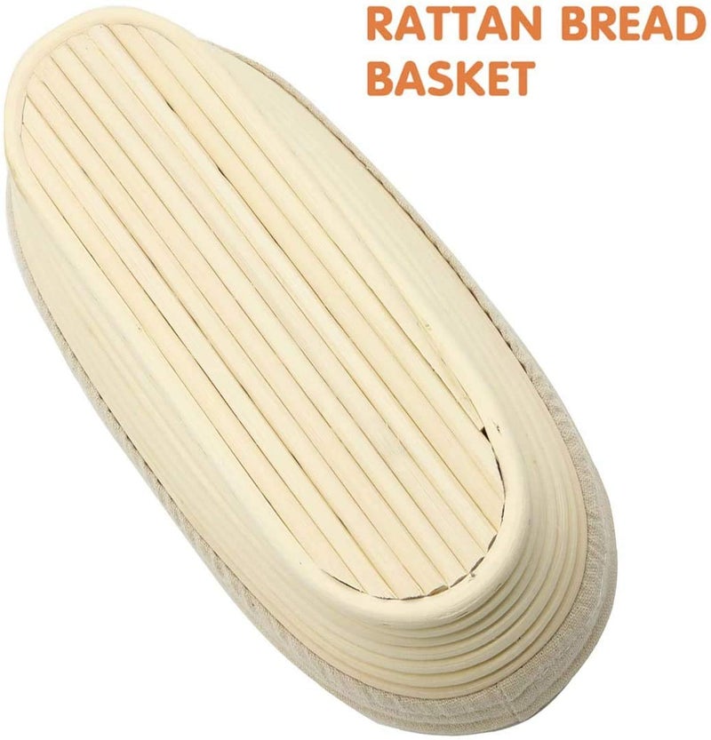 Stormshopping 2 PCS 8 inch Oval Long Banneton Brotform Bread Dough Proofing Rising Rattan Basket & Liner for Professional & Home Bakers - Image 2