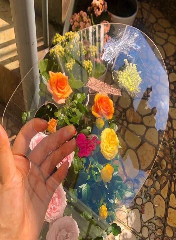 سمارت لوحة فنية بلاستيكية كبيرة للطلاء لوازم فنية للطلاء لوحة طلاء بيضاوية غير لاصقة سهلة التنظيف لخلط زيت الأكريليك - Image 2