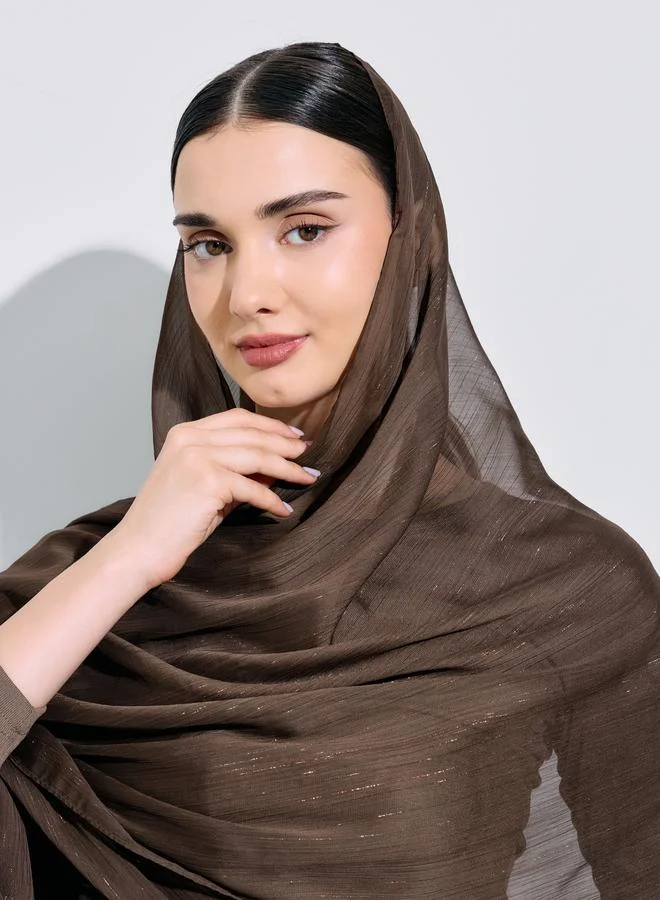 Amirah Brown Solid Crinkle Hijab 70x175 cm