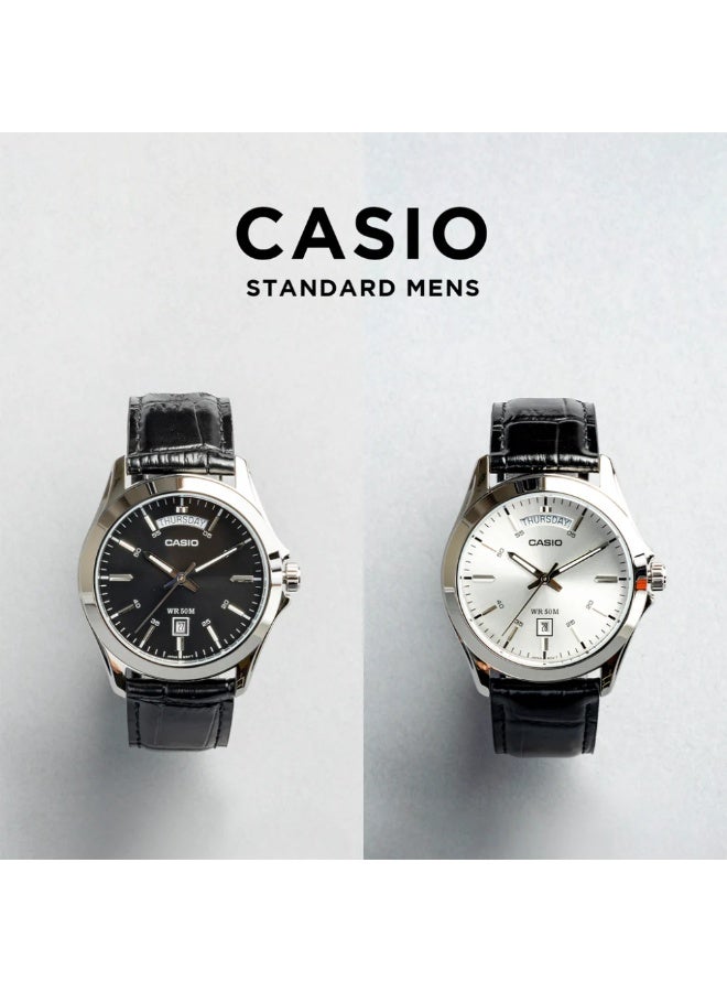 Casio MTP-1370L-7AVDF Men’s Analog Watch – White Dial, Black Leather Strap, Day & Date Display, Classic Elegant Design - Image 5