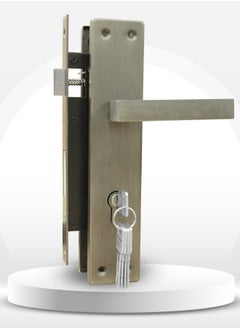 TISMpro Door Handle Lock Set - Aluminum Handle with Lock Body, Cylinder, and 5 Computer Keys with Mounting Screws, TP-7000 Set (MAB)  - Image 1