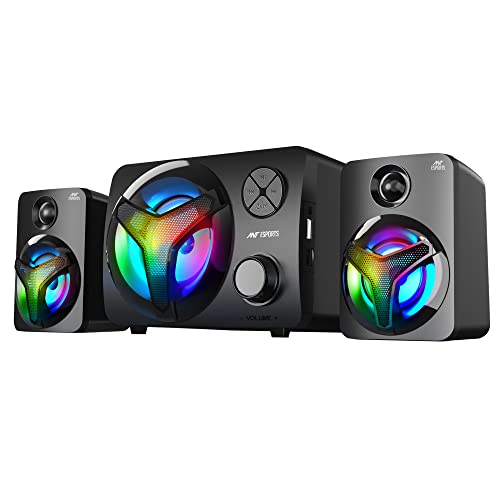 Ant Esports GS350 Pro 2.1 Gaming Speakers, 15W (2×5W Speakers + 5W Subwoofer), USB Powered Bluetooth Speaker with 3.5mm AUX, in-Line Volume Control & RGB Lights for PC,Laptop, Tablet & Mobile - Image 1