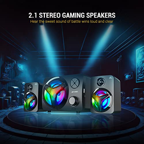 Ant Esports GS350 Pro 2.1 Gaming Speakers, 15W (2×5W Speakers + 5W Subwoofer), USB Powered Bluetooth Speaker with 3.5mm AUX, in-Line Volume Control & RGB Lights for PC,Laptop, Tablet & Mobile - Image 2