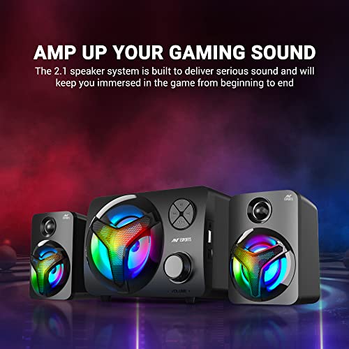 Ant Esports GS350 Pro 2.1 Gaming Speakers, 15W (2×5W Speakers + 5W Subwoofer), USB Powered Bluetooth Speaker with 3.5mm AUX, in-Line Volume Control & RGB Lights for PC,Laptop, Tablet & Mobile - Image 4