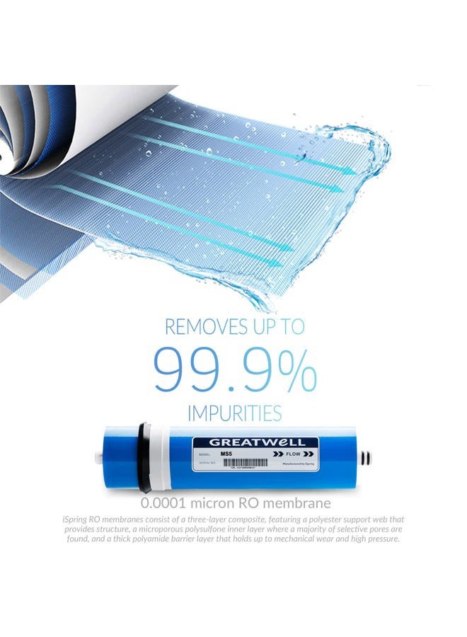 iSpring RCS5T Commercial Tankless Reverse Osmosis RO Water Filter System with 1.5:1 Pure to Drain Ratio, Pressure Gauge - Image 3