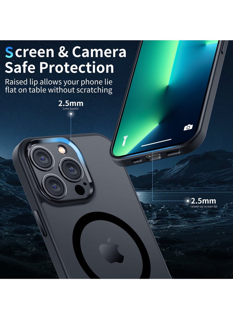 TEAM LUXURY - iPhone 13 Pro MagSafe Case Cover Slim thin Anti-Yellow Shockproof Protection Hard Scratch-Resistant Back Military-Grade Clear Case for Apple iPhone 13 Pro - Black - Image 1