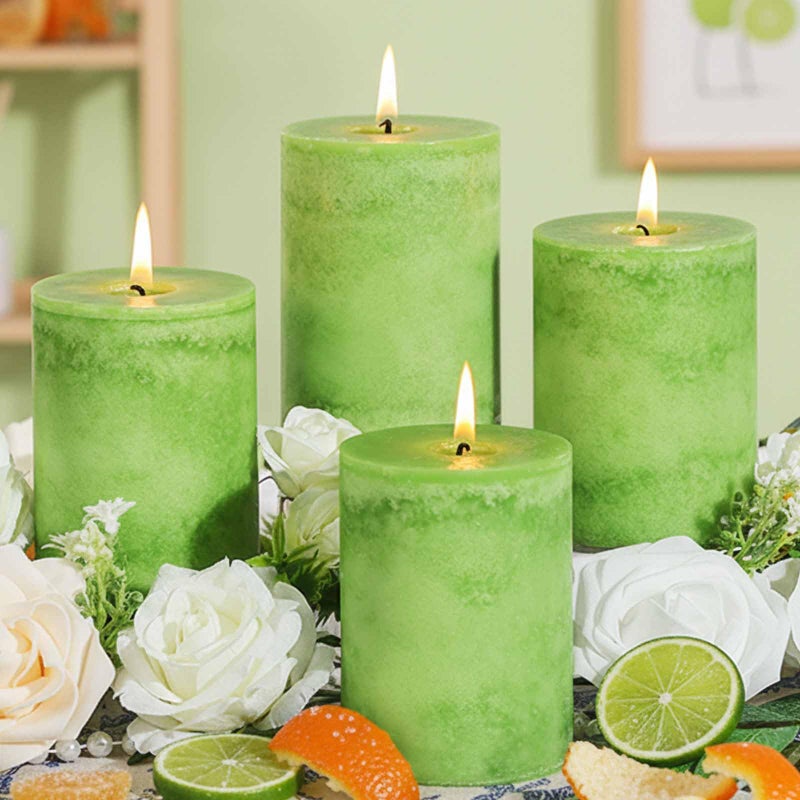 MAKALONE 4 Pack Citrus Scented Pillar Candles,Natural Essential Oils,60H Long Burning,Non-Toxic Smokeless Candles for Home Decor and Aromatherapy to Stress & Anxiety Relief,Gifting & Daily Relaxation(2.8x4in) - Image 1