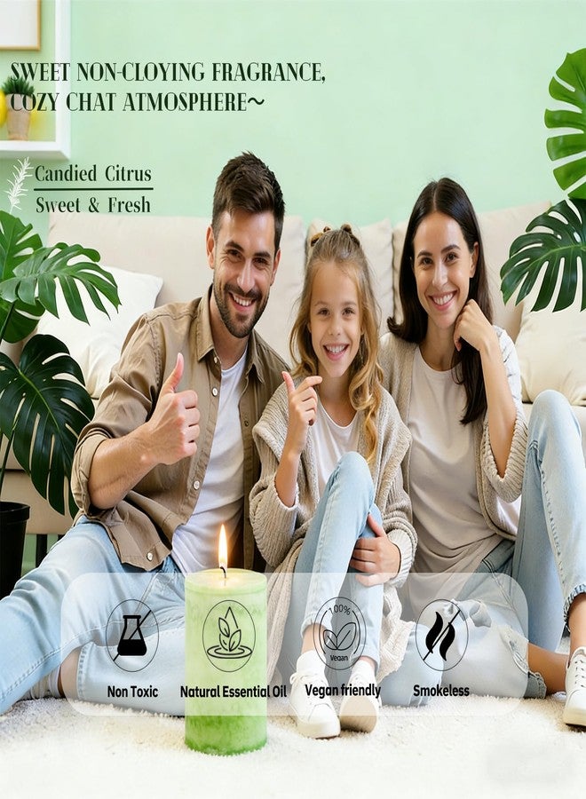 MAKALONE 4 Pack Citrus Scented Pillar Candles,Natural Essential Oils,60H Long Burning,Non-Toxic Smokeless Candles for Home Decor and Aromatherapy to Stress & Anxiety Relief,Gifting & Daily Relaxation(2.8x4in) - Image 3