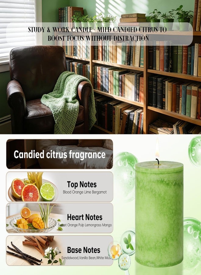 MAKALONE 4 Pack Citrus Scented Pillar Candles,Natural Essential Oils,60H Long Burning,Non-Toxic Smokeless Candles for Home Decor and Aromatherapy to Stress & Anxiety Relief,Gifting & Daily Relaxation(2.8x4in) - Image 2
