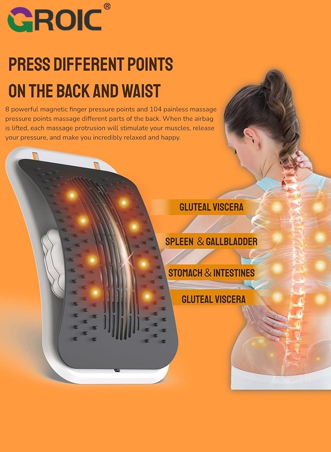 GROIC جهاز تمديد الظهر لتخفيف آلام أسفل الظهر، جهاز تفريغ العمود الفقري القابل للنفخ، جهاز كسر الظهر مع العلاج المغناطيسي، لوحة دعم القطنية، تخفيف لمرض الجنف، مناسب لتصحيح الوضعية - Image 2