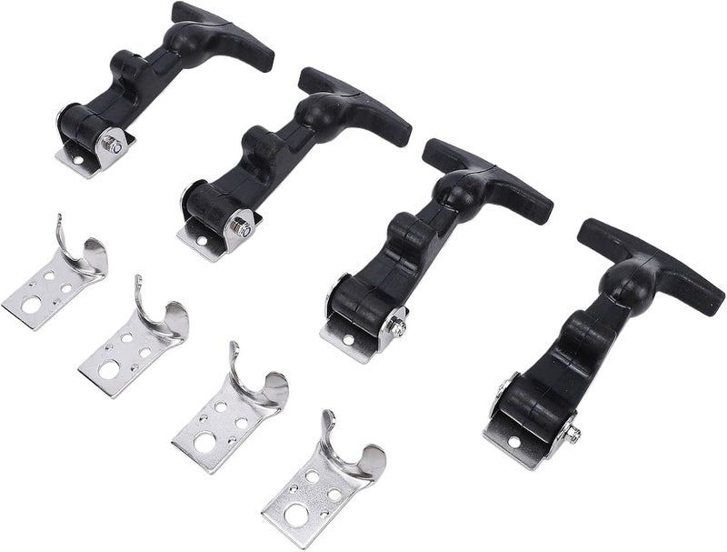 Zunate 4Pcs Elastic Stainless Steel Rubber Hood Catch, Flexible T Handle Hasp Latches with Brackets, Vibration Absorbing Fasteners for Vehicle Engines (A124B-3) - Image 5