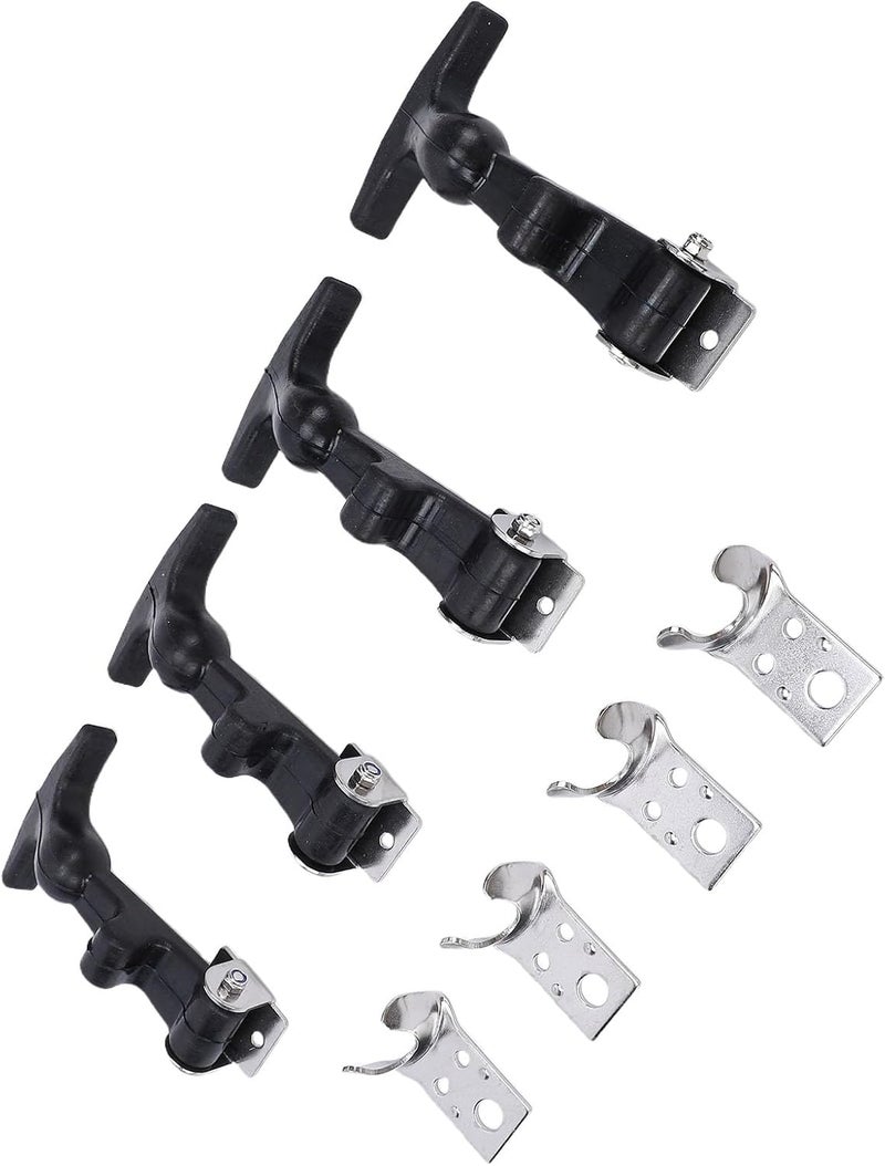 Zunate 4Pcs Elastic Stainless Steel Rubber Hood Catch, Flexible T Handle Hasp Latches with Brackets, Vibration Absorbing Fasteners for Vehicle Engines (A124B-3) - Image 2