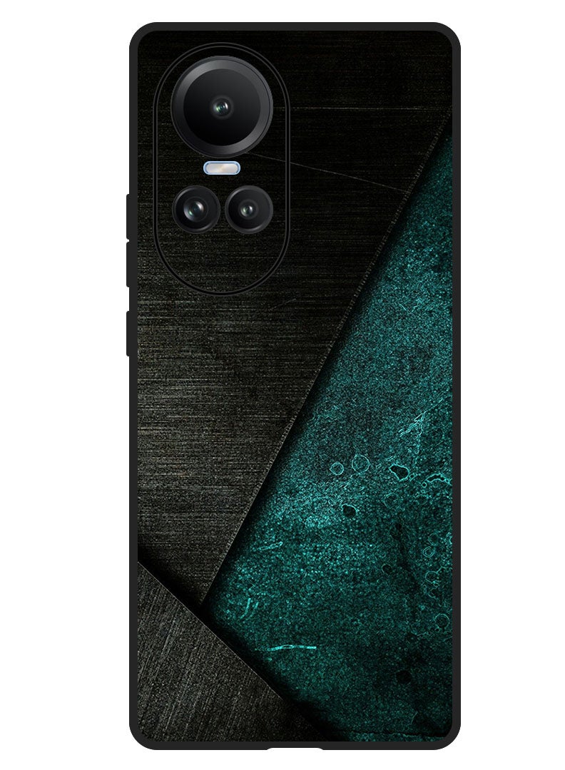 Theodor Protective Case Anti Scratch Shock Proof Bumper Cover For Oppo Reno 10/10 Pro Black Dark Green Pattern - Image 1