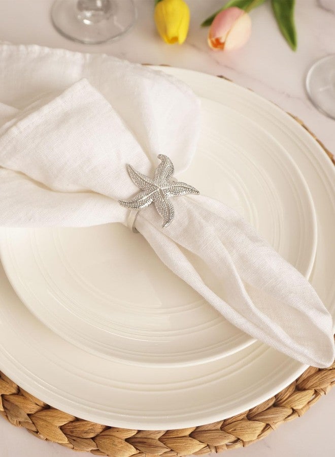 Utalek Coastal Theme Sea Creatures Napkin Rings Starfish Sea Shells Metal Napkin Rings Set of 6 for Dinner Party, Summer, Wedding, Beach Table Decor, Family Gatherings, or Everyday Use (6, Silver) - Image 3