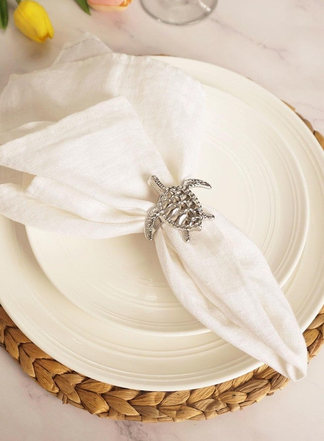 Utalek Coastal Theme Sea Creatures Napkin Rings Starfish Sea Shells Metal Napkin Rings Set of 6 for Dinner Party, Summer, Wedding, Beach Table Decor, Family Gatherings, or Everyday Use (6, Silver) - Image 5