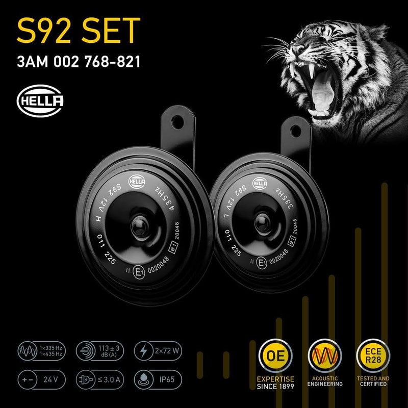 HELLA مجموعة بوق قرص HELLA 002768821 سوداء 92 مم 24 فولت (تناسب عالمي) - Image 5
