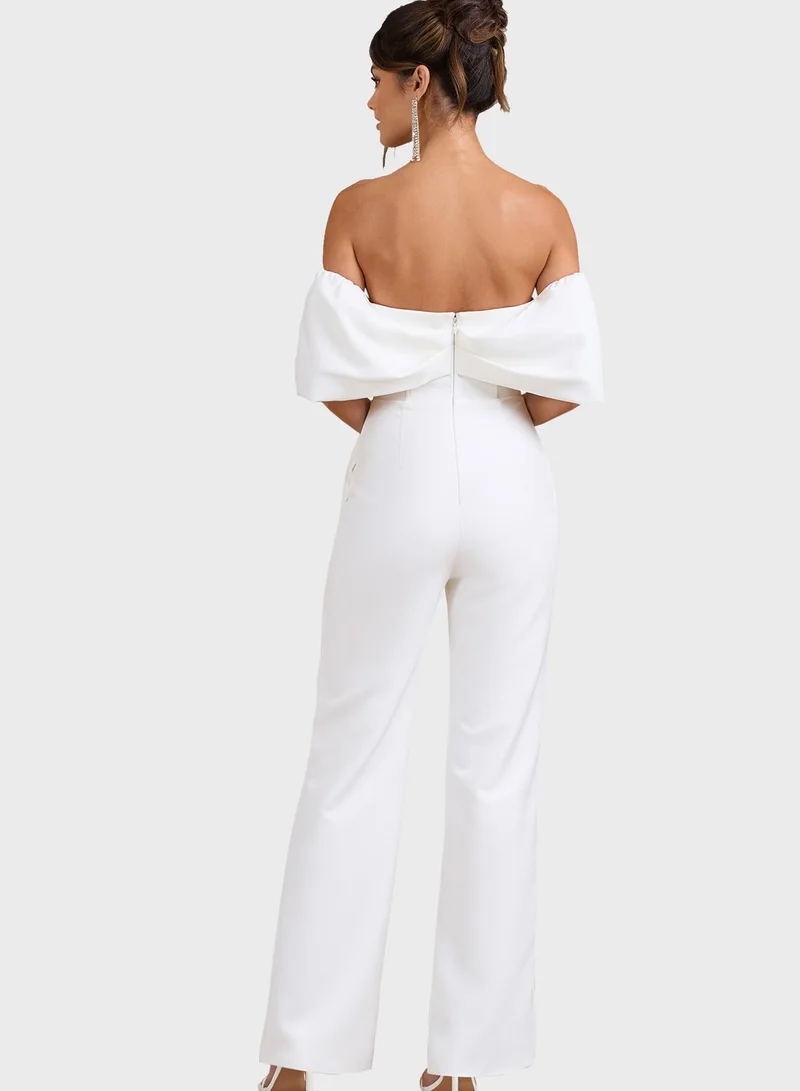 Club L London Bardot High Leg Jumpsuit