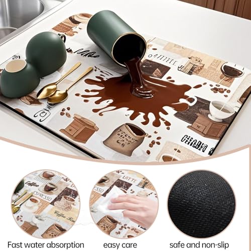 Zinmilin Coffee Mat Bar,Coffee Matt for Counter Mat Bar Mats for Countertop Accessories,Silicone Mats for Kitchen Counter Waterproof（19''x12''） - Image 3