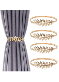 Oasisgalore 4 Pcs Curtain Holder Gold, Curtains Tie Together for Home, Hotel, and Office(Golden Leaves ).  - Image 1