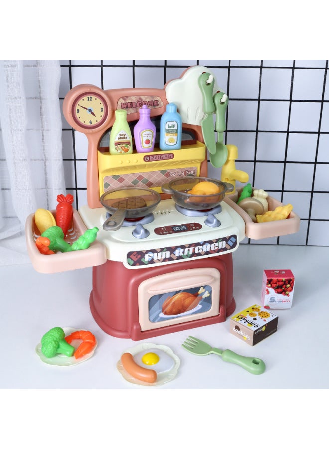 Hot Sale Children Play House Kitchen Toys Cooking Cooking Dining Table Simulation Cooking Kitchenware Suit Direct Sales-Color:(Green) Kitchen 28-piece Set - Image 2