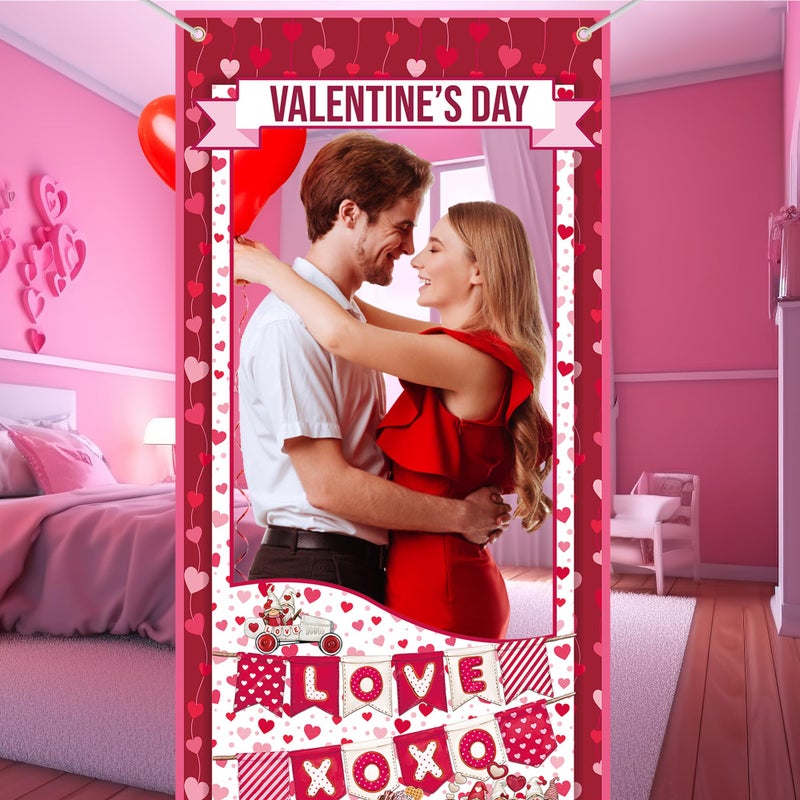 Lucleag Valentine's Day Photo Booth Props and Frame Set, 30Pcs Cute Heart Photo Props & 1Pcs Selfie Banner Photos Decor, Photo Props for Valentine's Day Decor Wedding Anniversary Party Supplies - Image 5