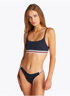 TOMMY HILFIGER Women's Global Stripe Bralette Bikini Top - Nylon, Blue  - Image 1