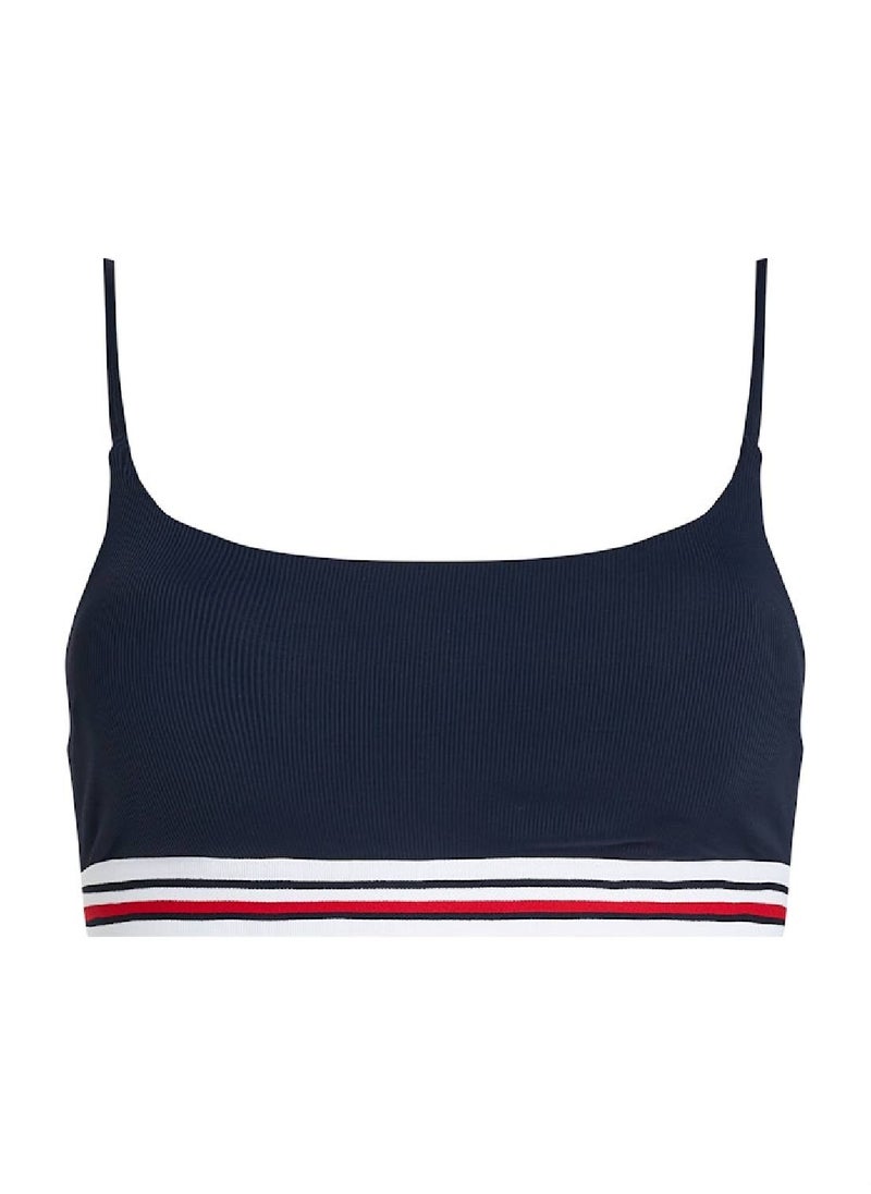 TOMMY HILFIGER Women's Global Stripe Bralette Bikini Top - Nylon, Blue  - Image 3